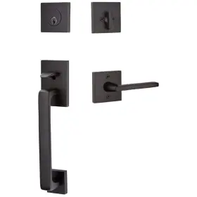 4820hlous19lh Emtek Baden Left Handed Sectional Single Cylinder Keyed Entry Handleset Black