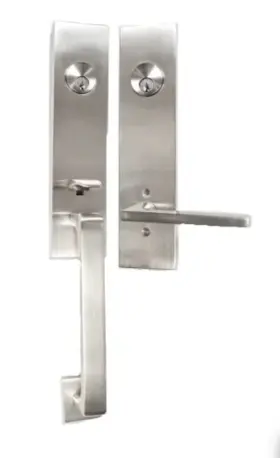 4828r0uus15 Emtek Davos Double Cylinder Keyed Entry Brass Modern Handleset No Cylinders