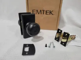 5103wcmb Emtek Entry Entrance Door Knob Lock Flat Black Bronze Winchester #3 Rosette