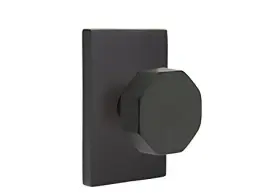 5212octus19 Emtek Privacy Set Modern Rectangle Rosette Octagon Knob Flat Black