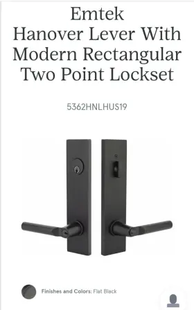 5362hlorhus19 Emtek Helios Lever With Modern Rectangular 2- Pnt Lockset And Dummy Set