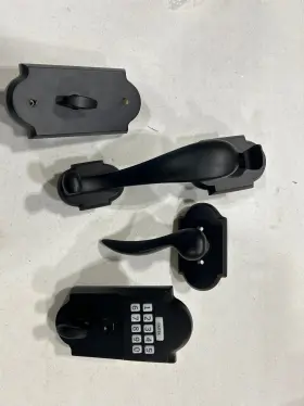 E451211fb Emtek Rustic Modern Electronic Keypad Handleset - Flat Black