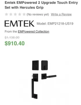 Emtek Emp21217spnrhus19 Empowered 2 Smart Handleset Hercules Spencer Rh Us19