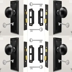 Steelknob-b4 Eockatoo Mortise Lock Set Interior Door With 4 Pack Matte Black