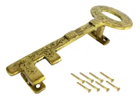 Esplanade Tmbh/082 Keydesigndoorhandle - 7.5 Inch Treasure Key Design Brass Door/cabinet Handle Home Decor