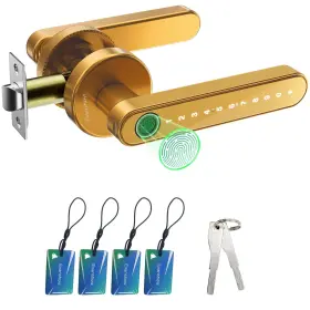 190noagold Evanshow Fingerprint Door Lock Biometric Knob With Keypad None App Gold