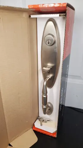 Sgp31 Faultless Entry Door Handle And Backset #sgp31 Soild Brass Satin Nickel Finish New