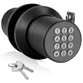 0335 Fitnate Door Knob With Keypad Digital Lock For Keyless Black