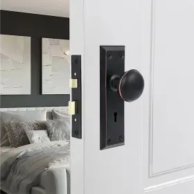 Fortstrong 810069955339 Mortise Lock Set - Complete Vintage Door Knob Black