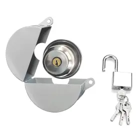 Lql-bv-240315a Funnytek Door Handle Lock Cover With Padlock And Keys 7.6cm 4cm Silver