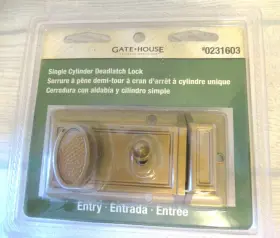 0231603 Gatehouse Gate House Brass Entry Deadlatch Lock Single Cylinder Sealed