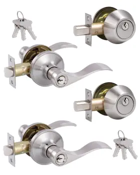 3111772011 Gitrang 2 Pack Keyed Alike Front Door Lever Lockset With Single Cylinder Deadbolt C