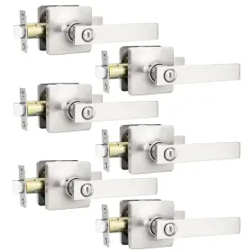 Dl3665-hjh-xsnbk-6pack Gobekor 6 Pack Brushed Nickel Privacy Door Handles Interior Levers For B