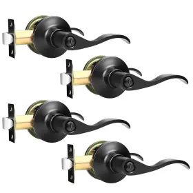 Dl3682-hjh-xbkbk-4pack Gobekor 4 Pack Privacy Door Levers Matte Black Handles Keyless I
