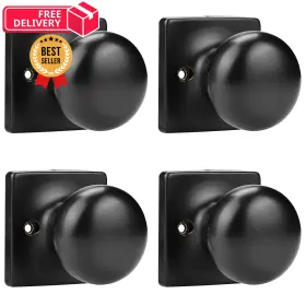 S08-hjh-xxbkdm-4pack Gobekor Single Dummy Door Knobs Matte Black Half Knob