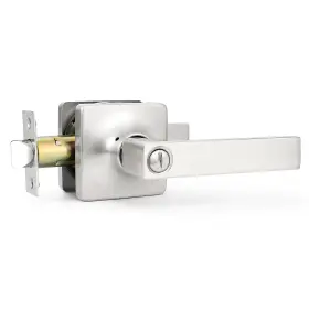 Us10-dl3663xsnbk-1pack Gobekor 1 Pack Privacy Door Levers Brushed Nickel Lever Handles Square I