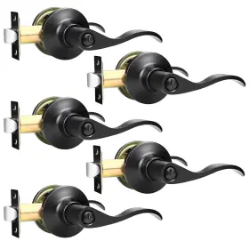 Us10-dl3682xbkbk-5pack Gobekor 5 Pack Black Door Handle With Lock Matte Interior Handles