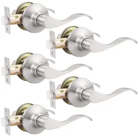 Us10-dl3682xsnps-5pack Gobekor 5 Pack Brushed Nickel Passage Door Levers Interior Handles For H
