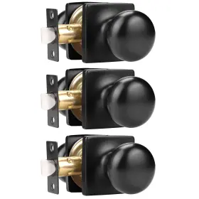 Us10-s08xxbkps-3pack Gobekor 3 Pack Keyless Passage Door Knob Matte Black