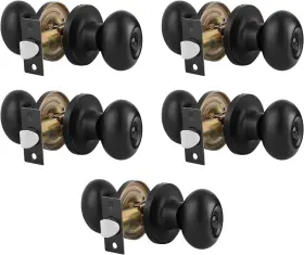 Gobrico 710328906266 5 Pack Black Door Knob Oval Knobs Privacy