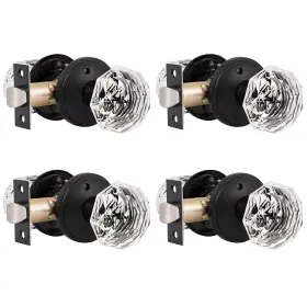 Gb-bkbk-dlc03bo-4pack Gobrico 4 Pack Crystal Doorknobs Interior Door Hardware Privacy Matte Black