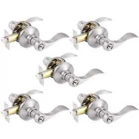 Gb5packdl12061snet-combo Gobrico Keyed-alike Wave Handle Lever Entry Door Locksets With Same Key In Sa