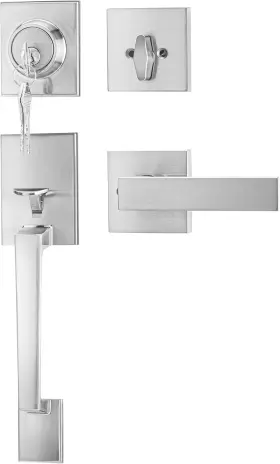Goldenwarm 313093632622 Front Door Handle And Deadbolt Set Brushed Nickel Lock Se