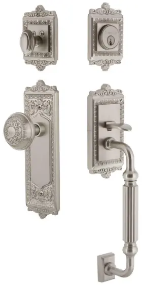819898 Grandeur Winwin Eset 234 Fg Windsor Solid Brass Rose Keyed Entry - Nickel