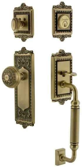 825623 Grandeur Winwin Eset 238 Cg Windsor Solid Brass Rose Keyed Entry -