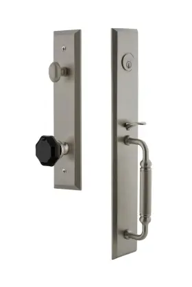 852278 Grandeur Hardware Fifth Avenue Plate With C Grip And Lyon Knob Satin Nickel