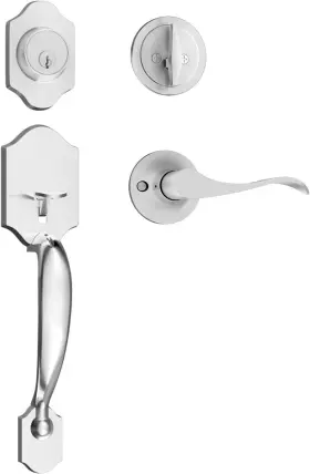 Haidms Brushed 313115726735 Nickel Front Door Handle And Deadbolt Set Lock
