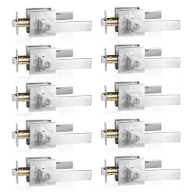 Yps-10 Hardhawk 10 Pack Silver Privacy Door Handle Heavy Duty Reversible Square Lever Ke
