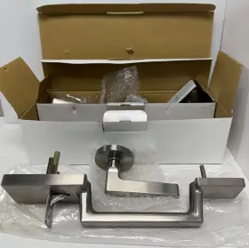 87751 Harney Hardware Ella Front Door Handleset Satin Nickel Reversible Lever