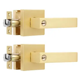 Heittis 767311443758 2 Pack Gold Door Handles Interior With Keys Keyed Alike Exterior Handl