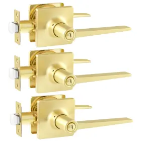 Hei85-bk3 Heittis 3 Pack Gold Door Knobs Interior Brass Handles Privacy Function For Bedr