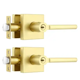 Heietka-2 Heittis 2 Pack Satin Brass Interior Door Handle Interior/exterior Gold Knob Wit