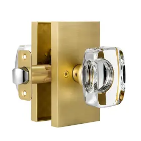 Hiemey 653858023198 Gold Crystal Glass Passage Door Knobs Interior Modern Satin Brass