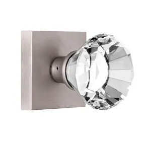 Hiemey 653858023266 Diamond Shape Glass Hall Closet Door Knob Interior Clear Crystal Knobs