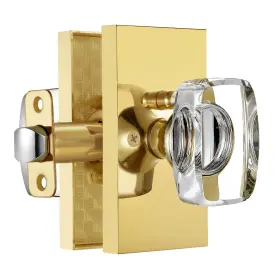 Hiemey 658359054108 Gold Glass Crystal Door Knobs Interior With Lock Modern Privac