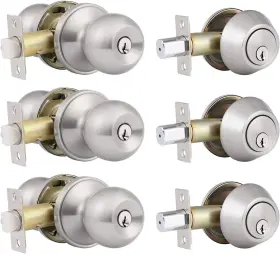 Hl-607et-101sn-3p-combo Home Improvement Direct 3 Pack Keyed Alike Entry Door Satin Nickel