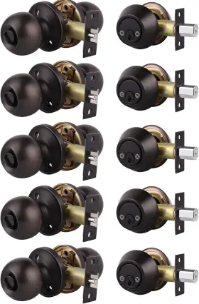 Hl-607et-102orb-5p-combo Home Improvement Direct 5 Pack Exterior Deadbolt And Door Aged Bronze