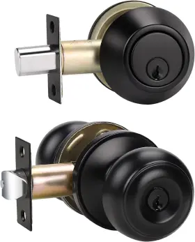 Hl-609et-101bk-1p-combo Home Improvement Direct 1 Pack Keyed Alike Entry Door Knobs And Matte Black