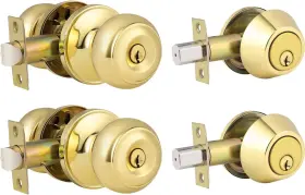 Hl-609et-101pb-2p-combo Home Improvement Direct 2 Pack Door Knobs Exterior With Deadbolt Keyed Alike Knob Polished Brass Hl-609et-101pb-2p-combo Home Improvement Direct 2 Pack Door Knobs Exterior With Deadbolt Keyed Alike Knob Polished Brass