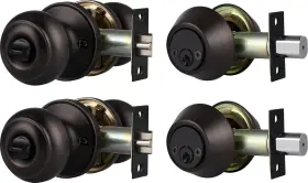 Hl-609et-102orb-2p-combo Home Improvement Direct 2 Pack Keyed Entry Door Knob Lockset And Aged Bronze