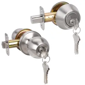 4990524 Hosom Deadbolt Lock And Door Knob Set Keyed Alike Exterior 1pc Satin Nickel