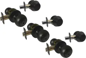 5765nbl-101 House Guard Hardware 3 Entry Entrance W Deadbolt Black Door Lock Locks Knob Round Knobs Same Keyed