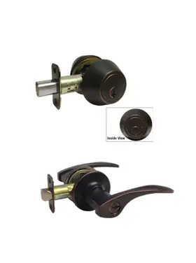836dbr-1-et-102dbr House Guard Hardware Entrance Double Deadbolt Combo Oil Rubbed Bronze Door Handle Lever Knob Lock