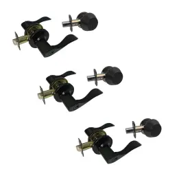 838-et-101nbl House Guard Hardware 3 Matte Black Finish Entrance Keyed Entry Lever Deadbolt Combo Door Handle Lock