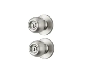 Hyper Tough 048037631651 Keyed Entry Ball Locking Doorknobs Stainless Steel Finish Twin Pack