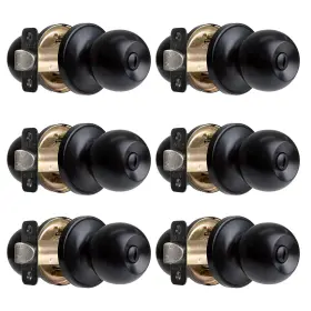 Ilyapa 840013413202 Privacy Black Interior Locking Door Knobs For Doors- Ball Sty